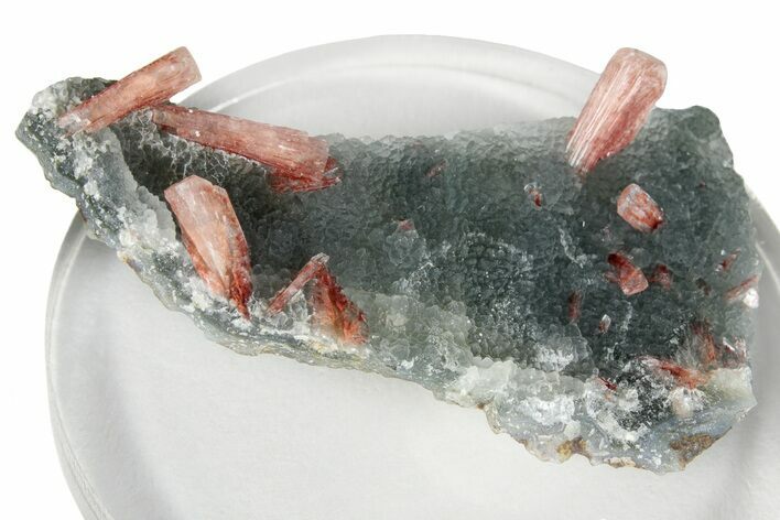 Red-Orange Stilbite Crystals on Chalcedony - India #259413